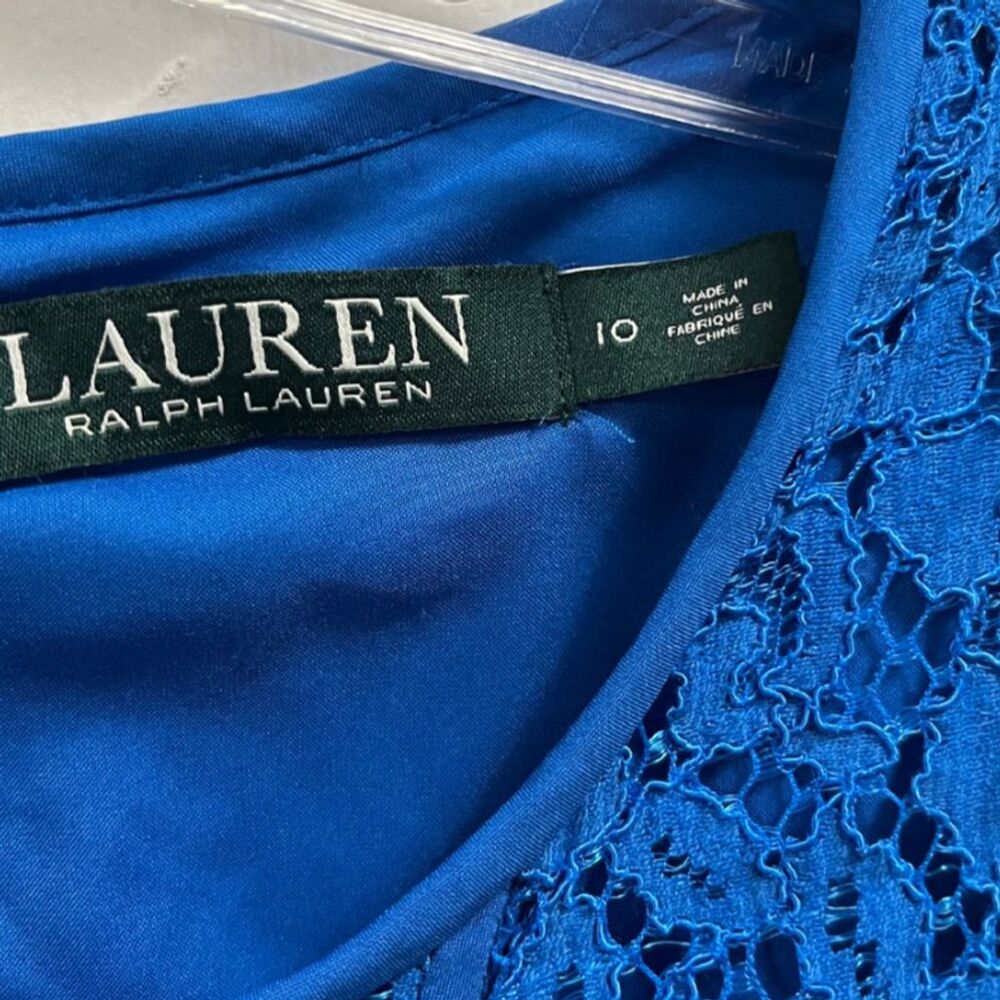 Lauren Ralph Lauren Blue Lace Fit & Flare Dress - Picture 5 of 6